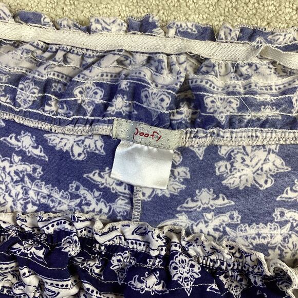 Poof! Boho Wide Leg Lounge Pants Blue White Print Elastic Waist (Read Notes) - Picture 4 of 5